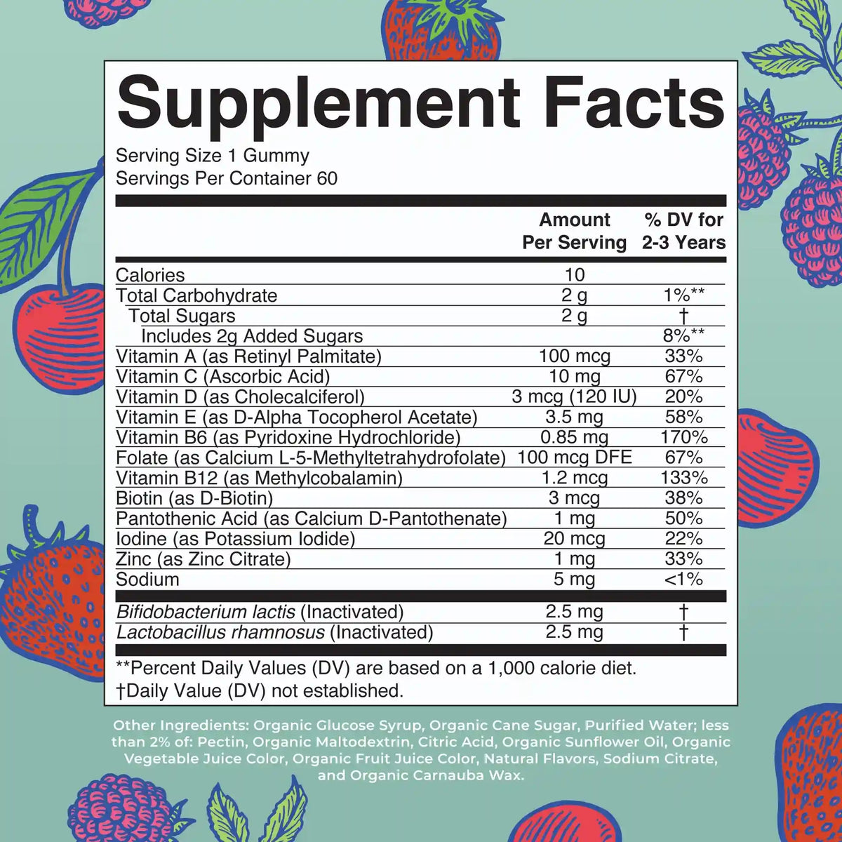 Organic Toddler Multivitamin + Postbiotics Gummies